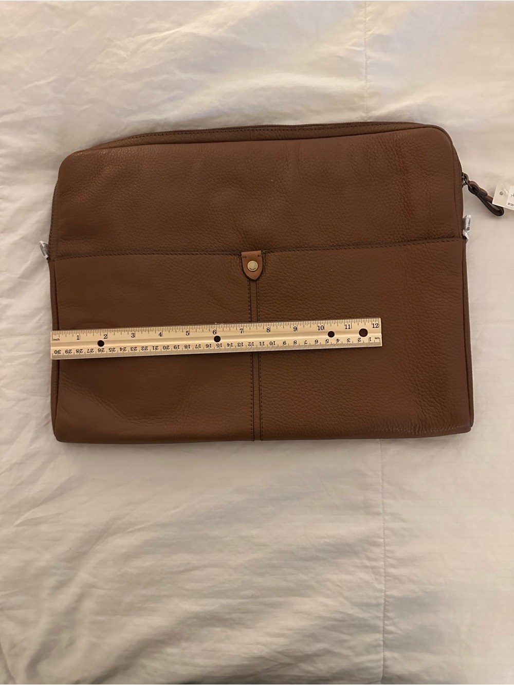 Fossil Brown Leather Laptop Sleeve with Front Pocket